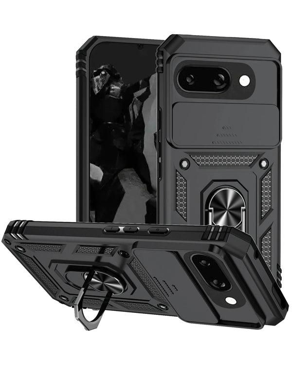 Protege tu Google Pixel 9A con estilo y seguridad con esta funda híbrida de doble capa con aro metálico en Guatemala.