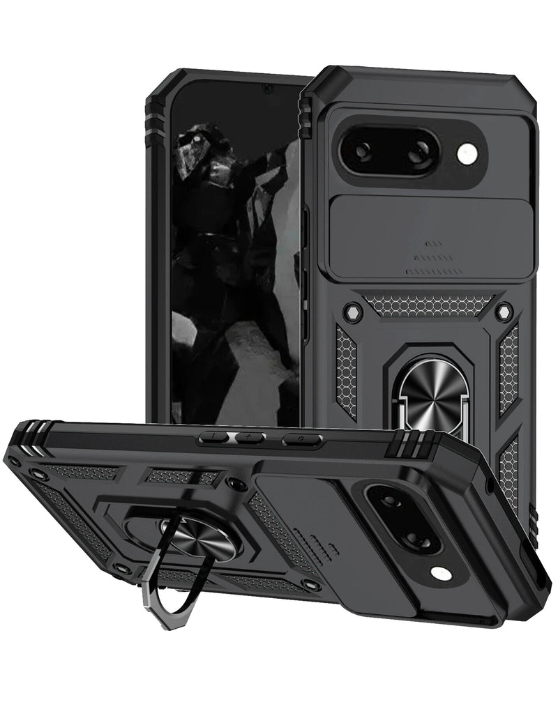 Protege tu Google Pixel 9A con estilo y seguridad con esta funda híbrida de doble capa con aro metálico en Guatemala.