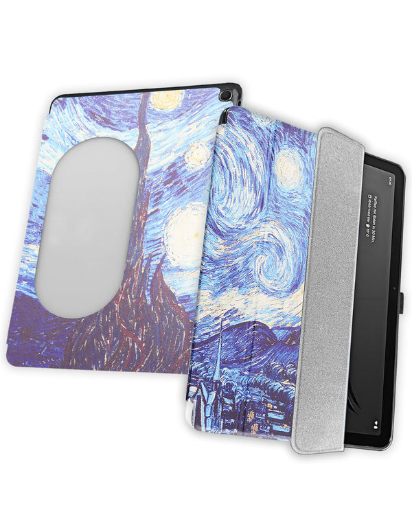 Encuentra la mejor funda de diseño para tu Google Pixel Tablet 11 en Guatemala con motivos de la famosa pintura "Starry Night" en talleres de reparaciones de dispositivos electrónicos.