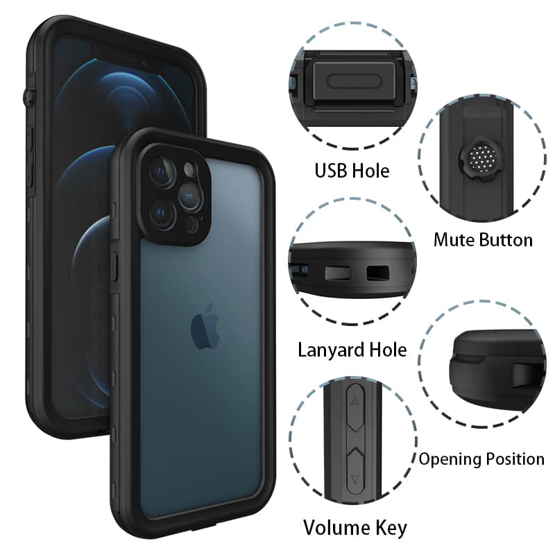 Protege tu iPhone 12 Pro Max del agua con la funda impermeable SHELLBOX en Guatemala.