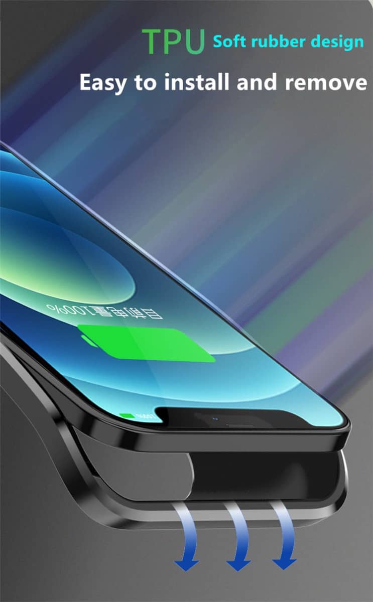Compra un case de carga soft rubber slim de 5500mAh para iPhone 12 Pro Max en Guatemala con SlowBack.