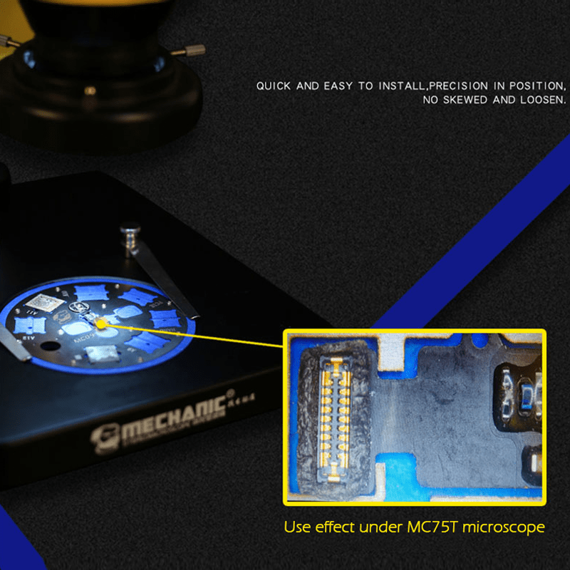 Base de microscopio para desgomado de chip Mechanic MC09 compatible con iPhone 6 a 11PM en Guatemala.