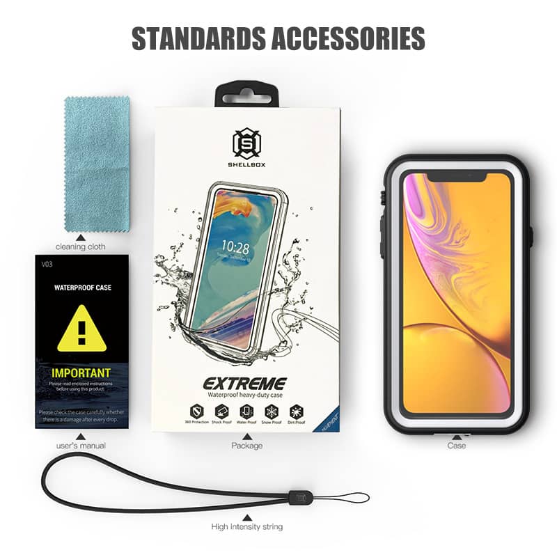 Protege tu iPhone XR del agua con la funda impermeable SHELLBOX en Guatemala.