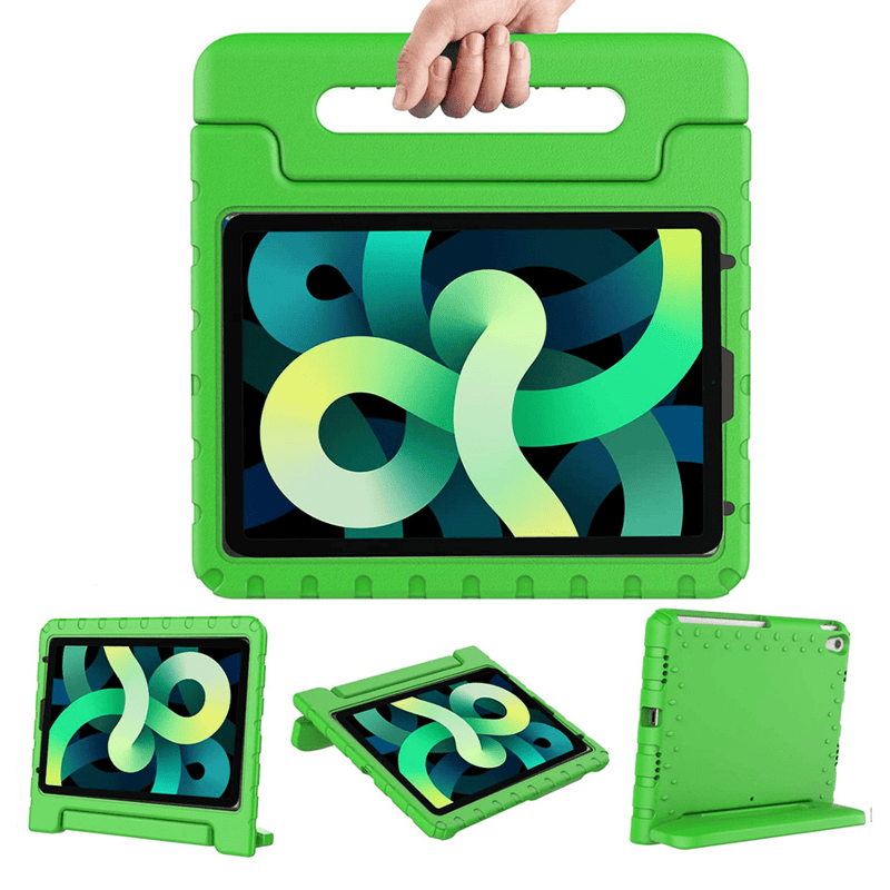Funda verde a prueba de golpes para iPad ideal para proteger el dispositivo de niños en Guatemala.