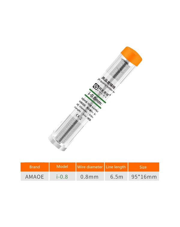 Encuentra alambre de soldadura AMAOE 0.8 63% en Guatemala para tus proyectos de soldadura, disponible en tiendas de herramientas y mayoristas de BajoPPLCD.
