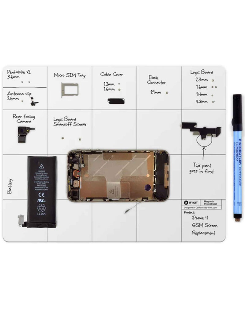 Tapete magnético iFixit para organizar tornillos y piezas durante reparaciones en Guatemala.