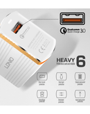 Encuentra el cargador de pared LDNIO A1302Q USB-A de 18W en Guatemala para una carga rápida y eficiente.