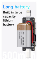 Tester de inserción de cola digital de alta precisión para conectores Type-C a Lightning, ideal para talleres de reparación en Guatemala.