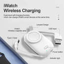 Batería portátil iWatch negra con lanyard y cable de carga, compatible con Apple Watch SlowBack.