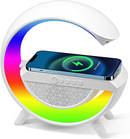 Cargador inalámbrico 3 en 1 SlowBack con altavoz Bluetooth y luz nocturna LED, ideal para mesa de noche.