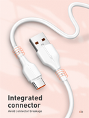 Cable de datos USB A-C LDNIO LS841 de 3 pies, carga rápida 25W, color blanco.