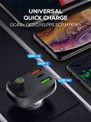 LDNIO C704Q Bluetooth 5.0 FM con 2x USB A+C cargador para auto con cable USB C-L (30W) (3ft)