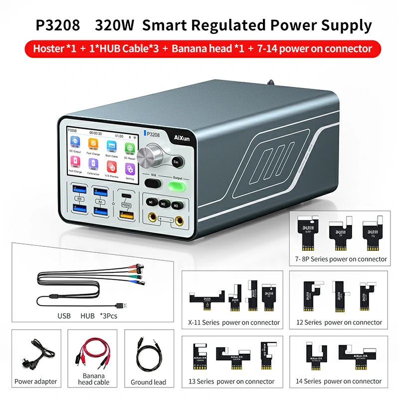 Encuentra la fuente de poder inteligente regulada AIxun P3208 320W en Guatemala para reparaciones eléctricas en talleres de tecnología y distribuidores mayoristas.