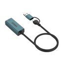 Concentrador Ethernet Onten 1in2 (USB 3.0) ideal para mayoristas de accesorios de red en Guatemala.