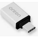 Adaptador USB-C macho a USB A 3.0 hembra, negro, para conectar periféricos a dispositivos USB-C.