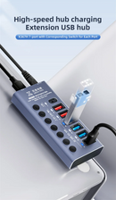 Concentrador USB QianLi Mega-Idea K367H con 7 puertos de carga rápida en Guatemala para comprar al mayorista.