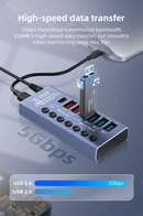 Concentrador USB QianLi Mega-Idea K367H con 7 puertos de carga rápida en Guatemala para comprar al mayorista.