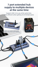Concentrador USB QianLi Mega-Idea K367H con 7 puertos de carga rápida en Guatemala para comprar al mayorista.