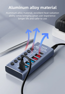 Concentrador USB QianLi Mega-Idea K367H con 7 puertos de carga rápida en Guatemala para comprar al mayorista.