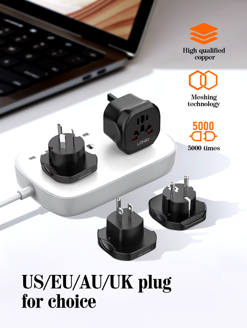 Encuentra el adaptador de viaje LDNIO Z7 UK a US/EU/AU en Guatemala para tu próximo viaje internacional.