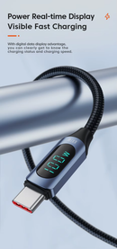 Cable de carga USB C-C Toocki de carga ultrarrápida con pantalla (AZUL) (100W) (6ft) en Guatemala, ideal para reparaciones en talleres mayoristas.