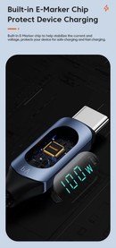 Cable de carga USB C-C Toocki de carga ultrarrápida con pantalla (AZUL) (100W) (6ft) en Guatemala, ideal para reparaciones en talleres mayoristas.