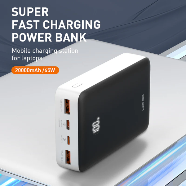 Encuentra la batería LDNIO PQ27 de 20000mAh y 65W en Guatemala para tus necesidades de carga portátil.