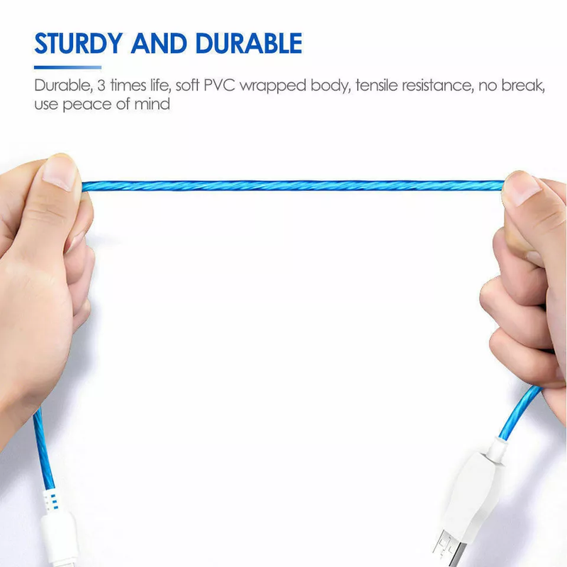 Encuentra el cable USB A-C con LED visible de carga rápida en Guatemala, ideal para una carga eficiente y segura.