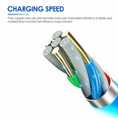 Cable USB A-C verde de 3 pies con LED fluido y puerto de carga rápida visible de 10W.