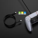 Puerto de carga USB C-C Dobe, cable de datos negro para carga rápida y sincronización.