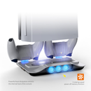Base refrigeradora multifuncional SlowBack para PlayStation 5, 5 Slim o 5 Pro, con soporte vertical y carga de mandos.