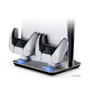 Base refrigeradora multifuncional SlowBack para PlayStation 5, 5 Slim o 5 Pro, con soporte vertical y carga de mandos.