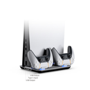 Base refrigeradora multifuncional SlowBack para PlayStation 5, 5 Slim o 5 Pro, con soporte vertical y carga de mandos.
