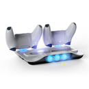 Base refrigeradora multifuncional SlowBack para PlayStation 5, 5 Slim o 5 Pro, con soporte vertical y carga de mandos.