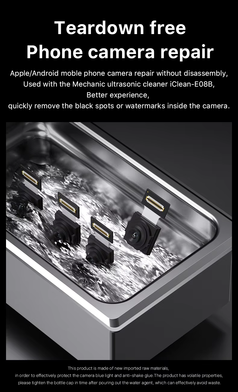 Encuentra en Guatemala el limpiador de cámara trasera para celulares MECHANIC RS180 MAX de 500ML en SlowBack, ideal para mantener tus fotos y videos nítidos y claros.