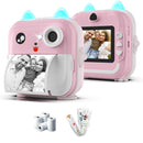 Cámara digital instantánea SNAP'Z rosa de 12MP con rollo de stickers, imprime fotos al instante.