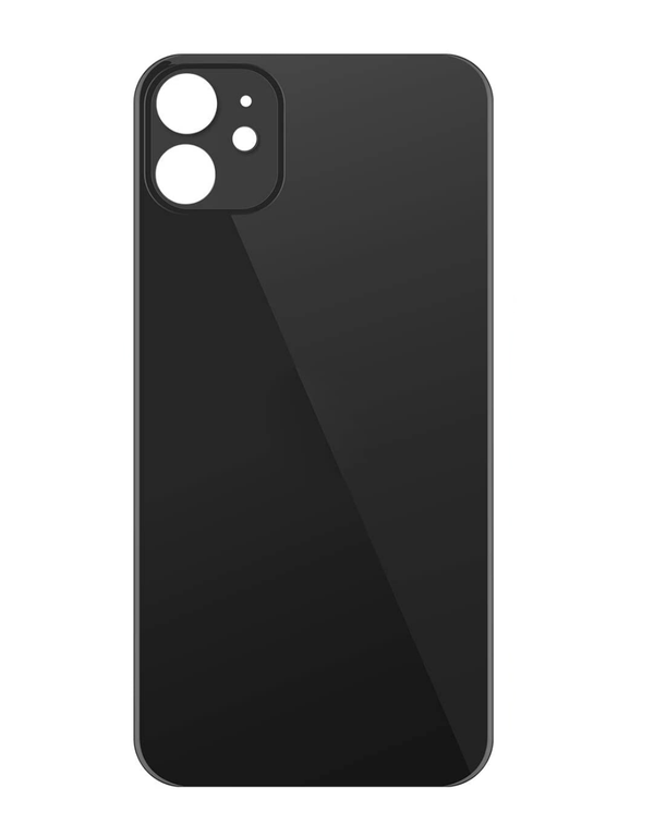 Tapa trasera con agujero mayor para cámara iPhone 11 (NO LOGO) en color negro, disponible en Guatemala para reparaciones de celulares.