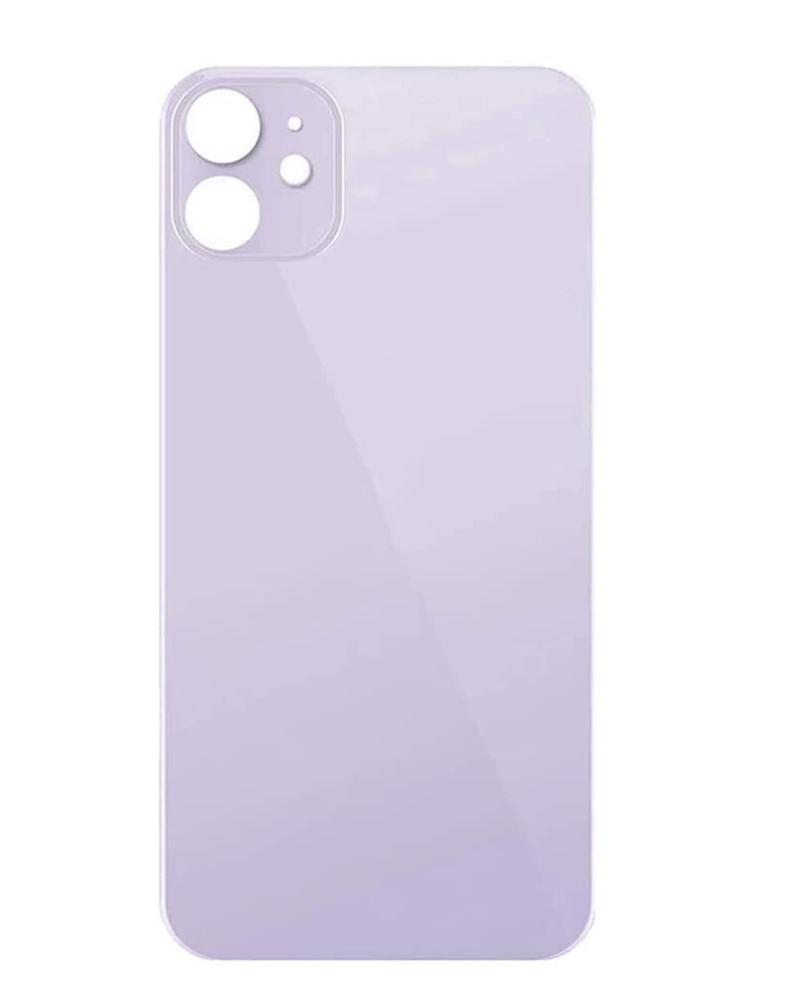 Encuentra la tapa trasera con orificio mayor para la cámara del iPhone 11 de color púrpura en Guatemala.