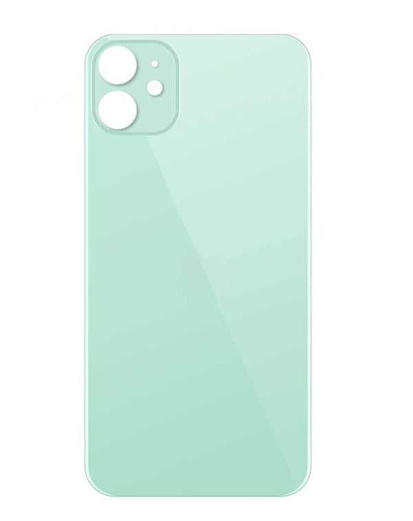 Tapa trasera verde con orificio de cámara más grande para iPhone 11 en Guatemala, venta al por mayor de componentes y tapas traseras para iPhone.