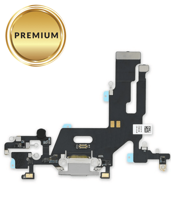 Reparación de puerto de carga con cable flex para iPhone 11 en Guatemala con producto Premium de color blanco.