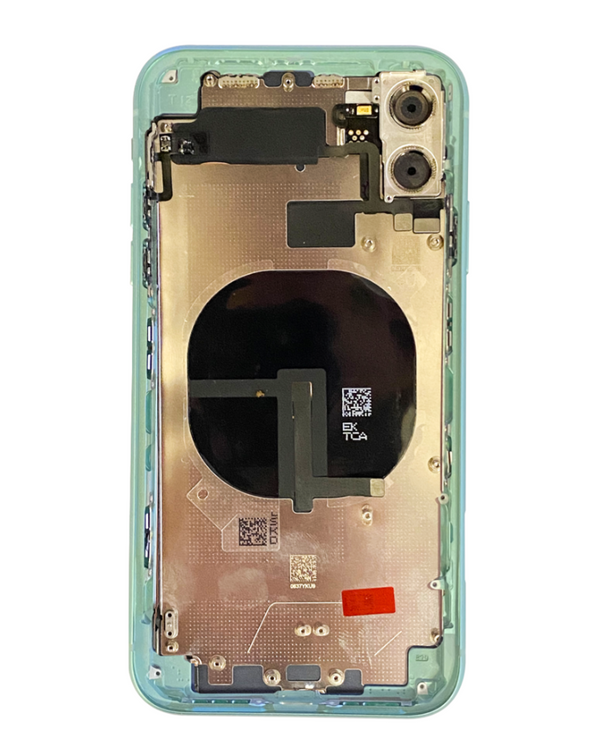 Encuentra tapas traseras con componentes preinstalados para iPhone 11 en Guatemala en nuestro taller de reparaciones especializado.