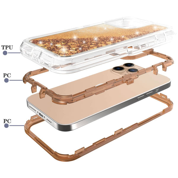 La mejor funda glitter liquid bumper para iPhone 13 Pro Max en Guatemala.