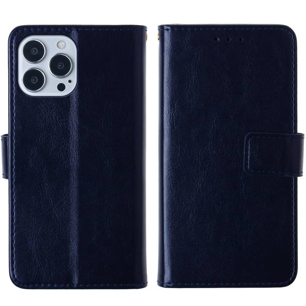 Encuentra la funda de cuero para iPhone 12 Pro en Guatemala en SlowBack, con ranura para tarjetas y color azul oscuro.