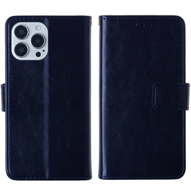 Encuentra la funda de cuero para iPhone 12 Pro en Guatemala en SlowBack, con ranura para tarjetas y color azul oscuro.