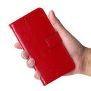 Funda de cuero rojo para iPhone 13 Pro con ranura para tarjeta, accesorio elegante y funcional.