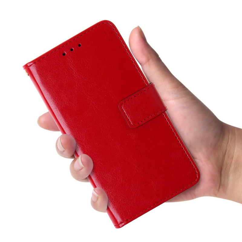 Funda de cuero en color rojo con ranura para tarjetas para iPhone 13 Pro Max en Guatemala.