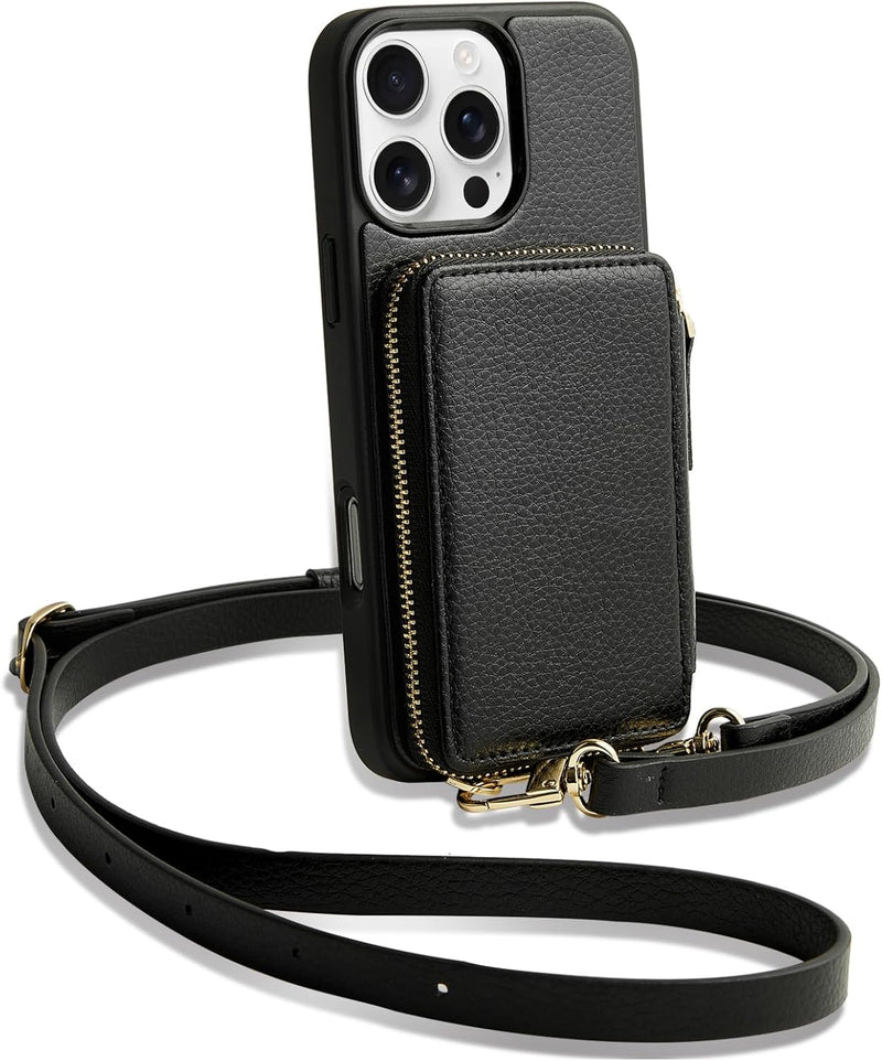 Bolso cruzado con cierre xBase para iPhone 14 Pro Max en color negro disponible en Guatemala para comprar al mayorista SlowBack.