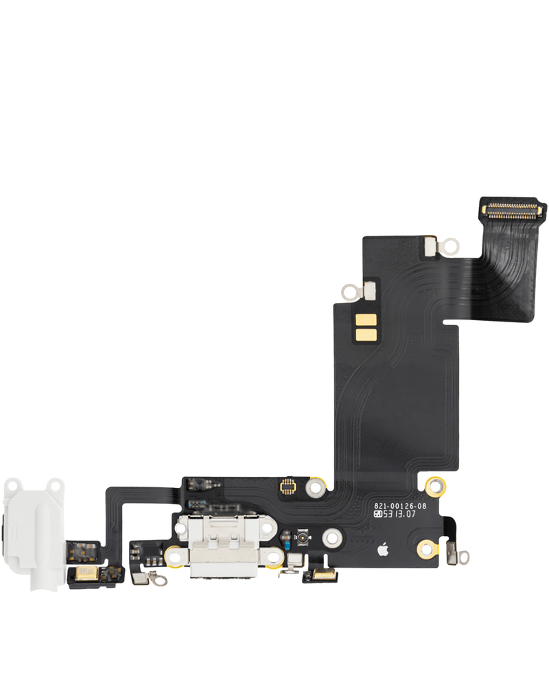 Reparación de puerto de carga iPhone 6S Plus en Guatemala, encuentra el componente original en color blanco.