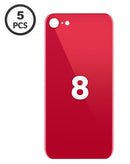 Tapa trasera roja con orificio de cámara ampliado para iPhone 8 disponible en Guatemala para reparaciones de dispositivos Apple.