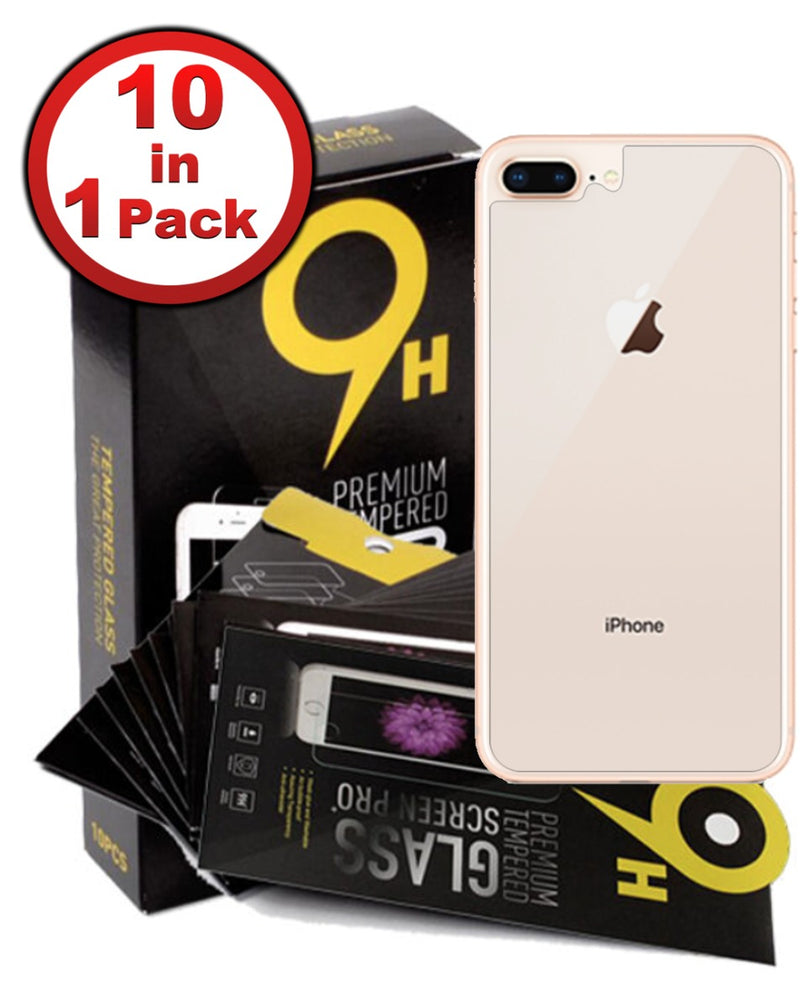 Compra al mayor tapas traseras templadas para iPhone 8 Plus en Guatemala con este pack de 10 unidades de vidrio templado 2.5D.